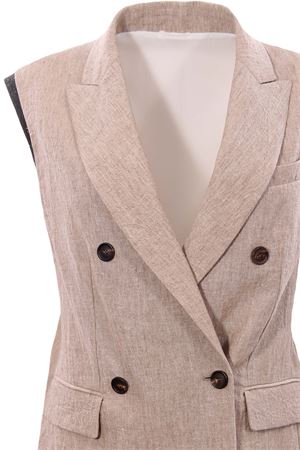 Double breasted linen waistcoat BRUNELLO CUCINELLI | MF5882810C038